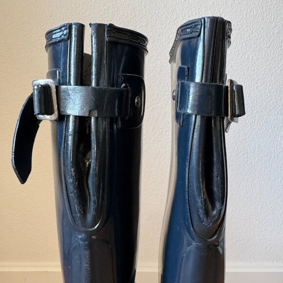 Hunter Original Tall Glossy Rain Boots Navy Blue Size 37 (6 US) - Picture 12 of 15